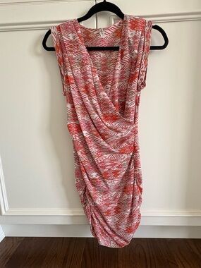 IRO Salome Silk Blend Draped Dress – Red Print – Size 1